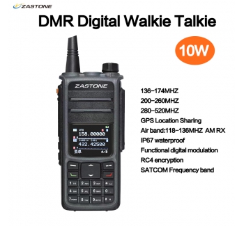 ZASTONE UV008 DMR Walkie Talkie Digita Two Way Radio Dual band 10W Dual time slot Walkie-talkie GPS